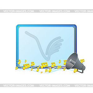 Speaker and music notes - vector image