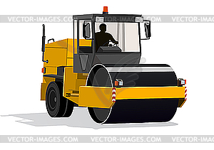 Asphalt road roller - vector image