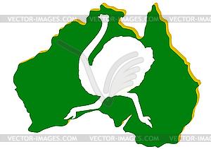 Australia map and Straus - vector clipart