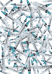 Background of medical syringes - vector image