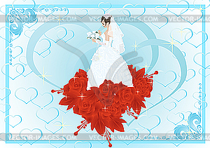 Bride with flowers - vector image