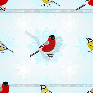 Bullfinches and tits - vector image