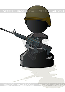 Chess black pawn with gun - vector clip art