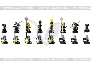 Black Chess Warriors - stock vector clipart