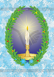 Christmas candle - vector clip art