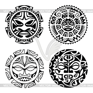 Набор полинезийских тату - изображение в векторе / векторный клипарт