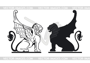 Black and white griffins - vector clipart