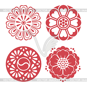 Korean traditional design elements - vector clipart
