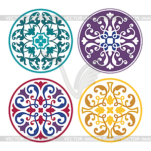 Set of round arabic ornaments - vector clip art
