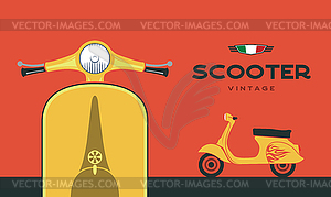 Retro scooter image - color vector clipart