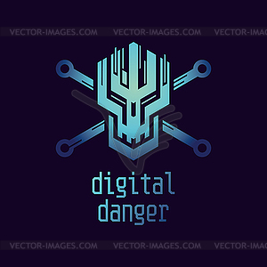 Digital danger icon - vector clipart / vector image