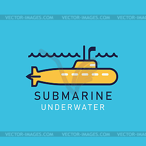 Yellow submarine with periscope - vector clip art