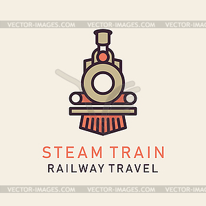 Flat retro steam train - vector image