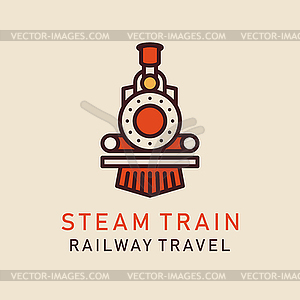 Flat retro steam train - vector image