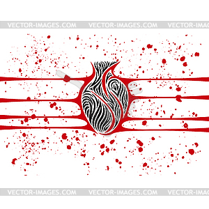 Heart with taut veins - vector clipart / vector image