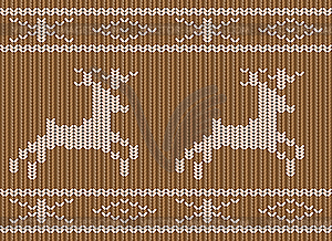 Knitted pattern with deers - vector image