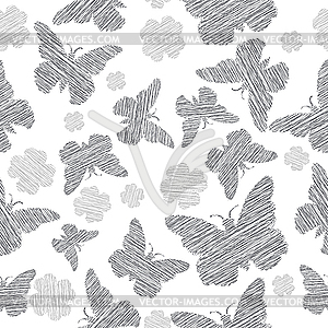 Butterfly seamless background - vector image