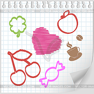 Sheet painted with your favorite things - vector clip art