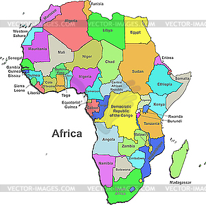 Color map of Africa with countries - vector image