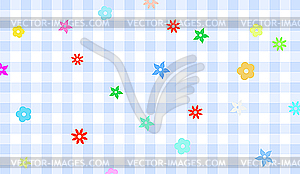 Floral checkered background - color vector clipart