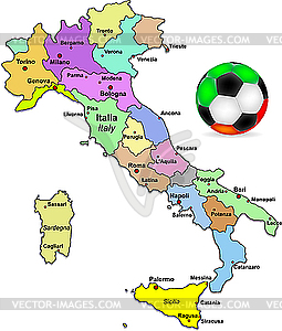 Карта Италии с футбольным мячом - клипарт в формате EPS