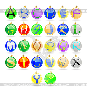 New year balls as letters - vector clipart