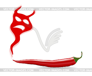 Chili pepper with devil shadow - vector image