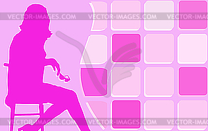 Pink background with girl - vector clipart