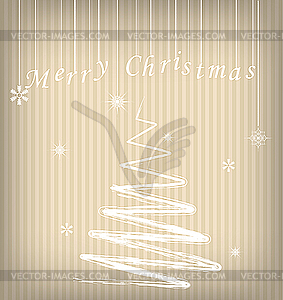 Merry Christmas card with stylized fir tree - vector image