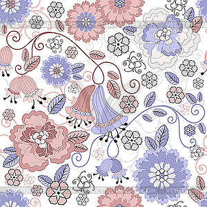 Seamless pastel floral pattern - vector clipart