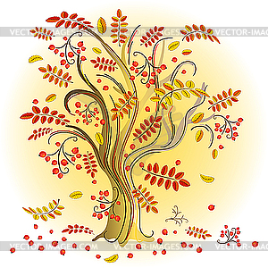 Autumn colorful tree - color vector clipart