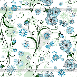 White seamless floral pattern - vector image