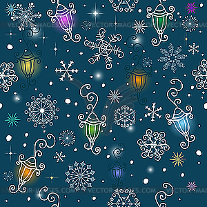 Pattern with colorful small lamps - vector image