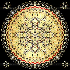 Golden round arabesque - vector image