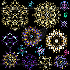 Set of colorful snowflakes - vector clip art