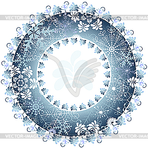 Christmas round frame of snowflakes - vector image