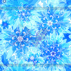 Бесшовный цветочный синий узор - векторизованное изображение