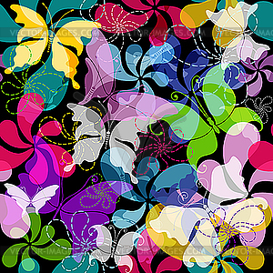 Seamless dark floral pattern - vector clip art