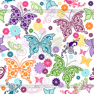 Seamless white floral pattern - vector image