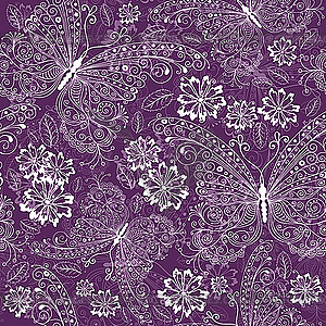 Violet floral vintage pattern - vector clipart