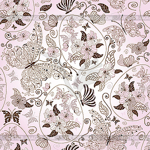 Seamless easter floral pattern - vector clip art