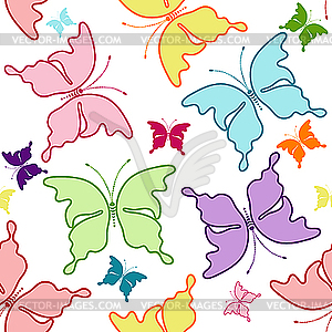 Seamless pattern of butterflies - vector clipart / vector image