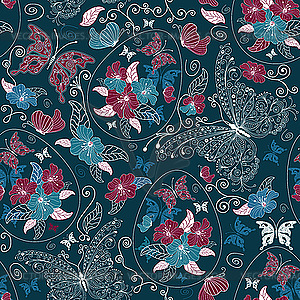 Seamless easter dark blue pattern - vector clip art