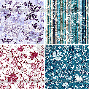 Set of floral patterns - vector image