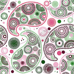 Seamless white pattern with paisley - vector clip art