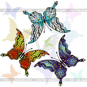 Set colorful butterflies - vector image