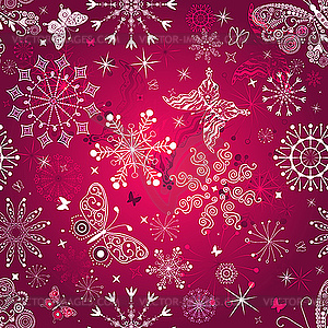 Seamless purple christmas pattern - vector clip art