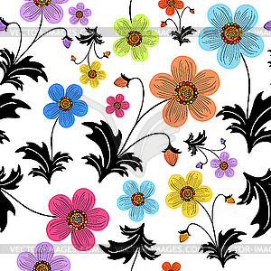 White seamless floral pattern - vector image