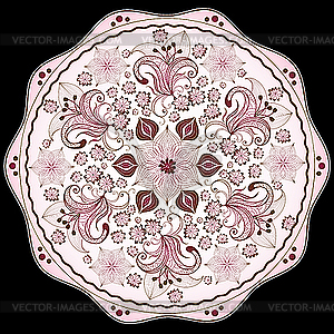 Floral pink round design - vector clipart