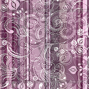 Полосатый розовый цветочный узор - изображение в векторном формате